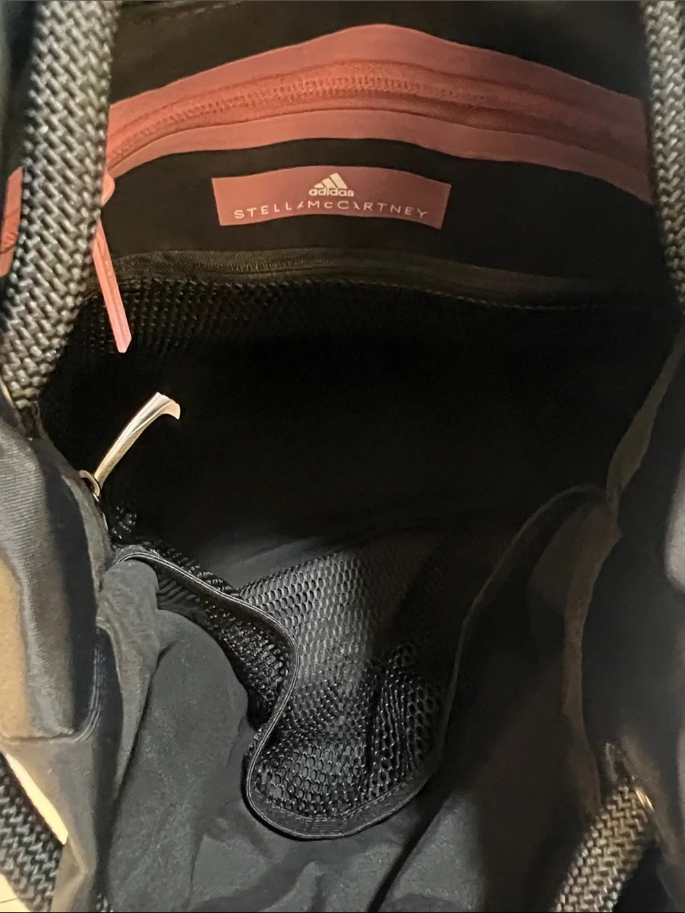 Adidas by Stella McCartney Black Mesh Drawstring Backpack Boxing Gymsack